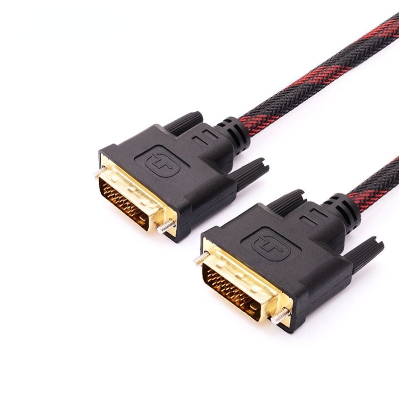 2022 Nylon Braided DVI To DVI Cable Gold Plated DVI-D Cable 24+1 Male To Male M/M Connector for PC Projector